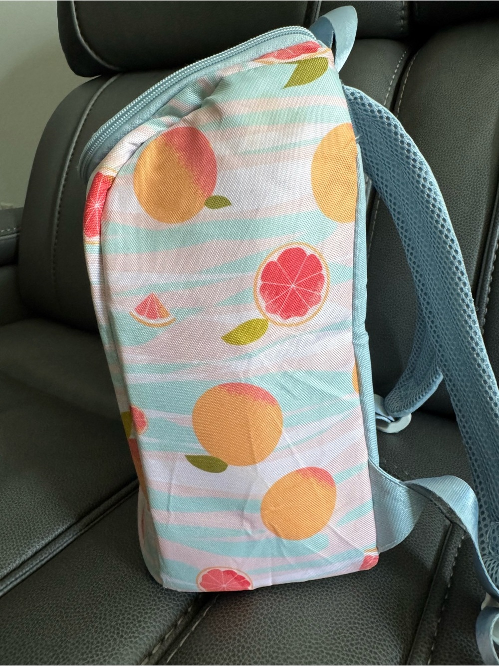 Peach-Pattern Light Blue Lunch Backpack - Picture 3 of 8